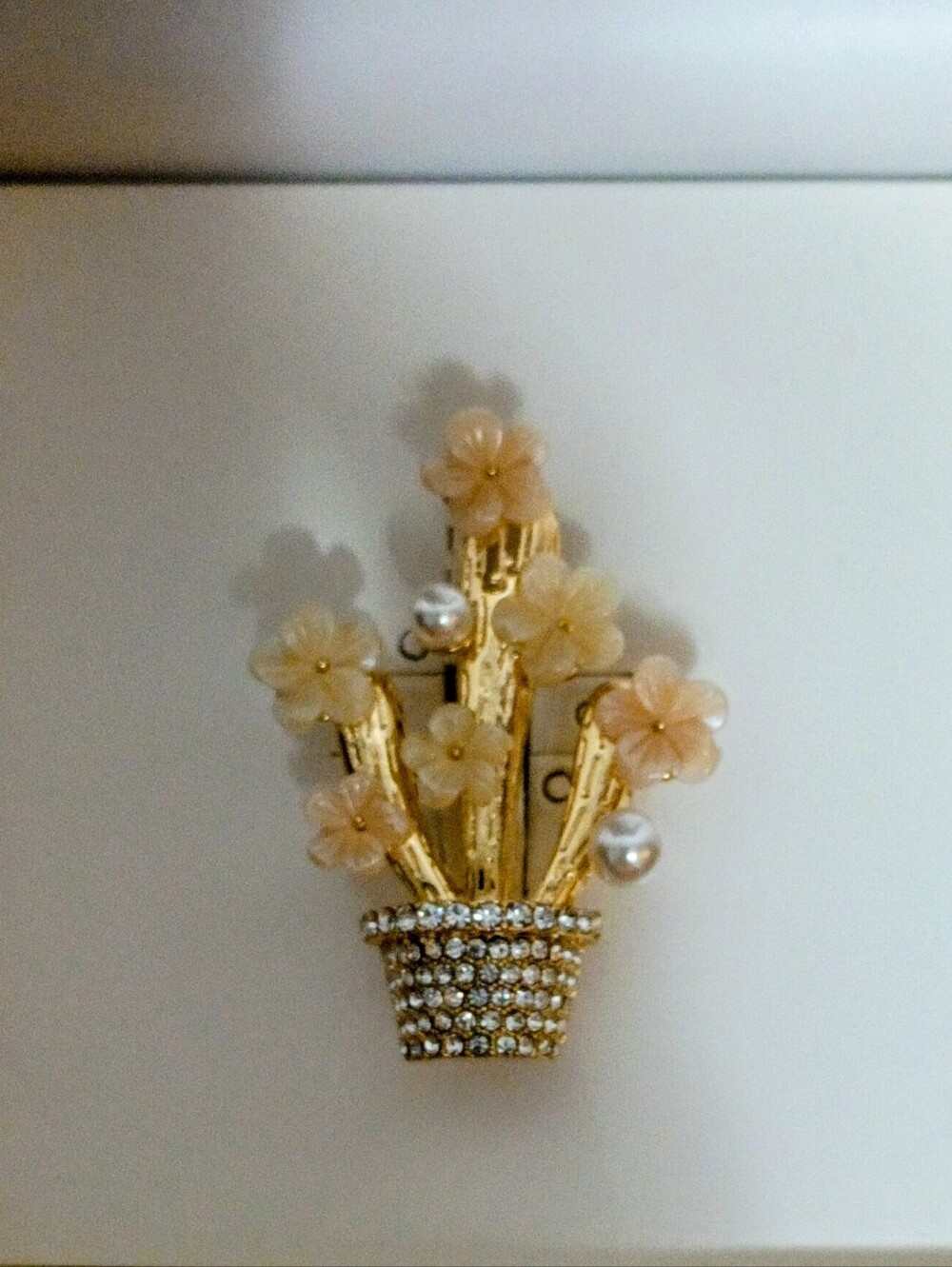 Signed Maison Jules Brooch Gold Toned And Flowers In Basket